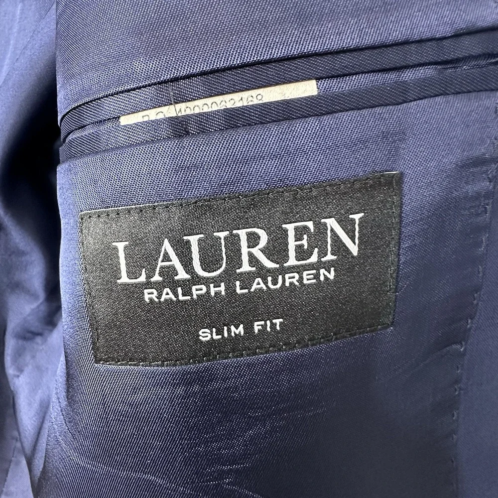 Lauren Ralph Lauren Slim Fit Sport Coat Blazer Men's 44S Navy Blue 100% Wool